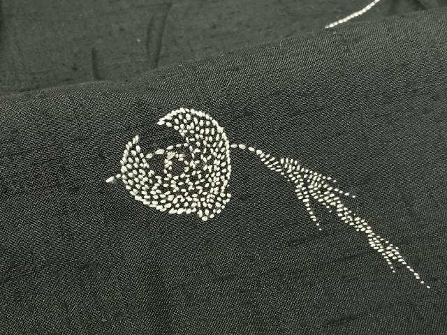 平和屋着物●上質な紬　訪問着　作家物　刺繍　刺し子　稲穂にふくら雀　黒地　正絹　逸品　AAAZ7569zg