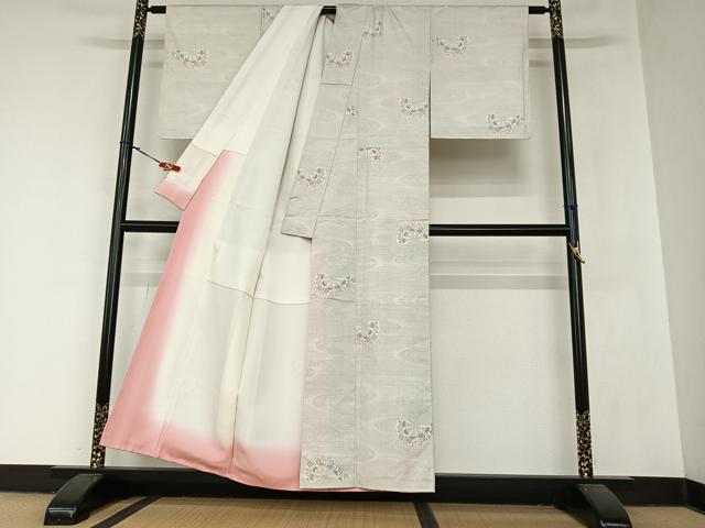 平和屋着物○本場大島紬 白大島 カタス7マルキ 片輪車文 正絹