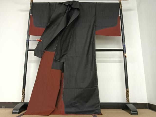 平和屋着物●本場大島紬　訪問着　純泥染め　河漢　横段花文　宮脇兼太郎商店　証紙付き　仮絵羽　正絹　逸品　未使用　AAAZ7577zg