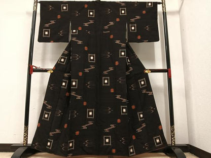 平和屋着物●上質な紬 琉球絣文様 正絹 逸品 AAAZ7643ph