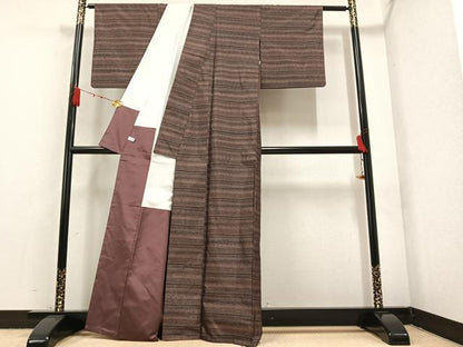 平和屋着物●本場縞大島紬 横段文 大山謹製 証紙付き 正絹 逸品 AAAZ7652ph