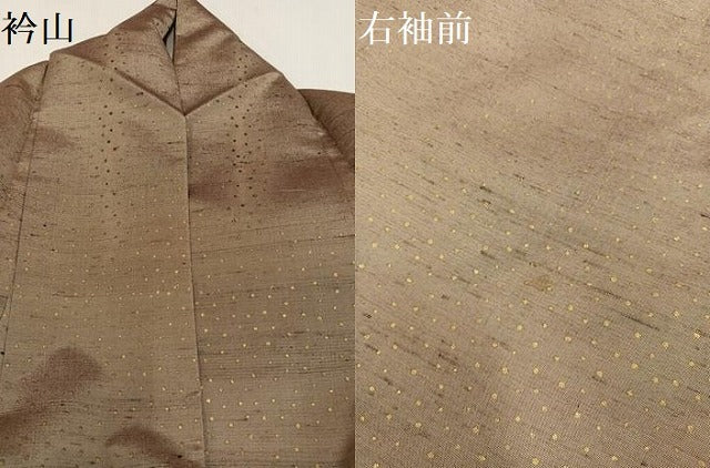 平和屋着物●訪問着 紬地 型染め 風景草花文 金彩 三越扱い 正絹 逸品 AAAZ7666ph