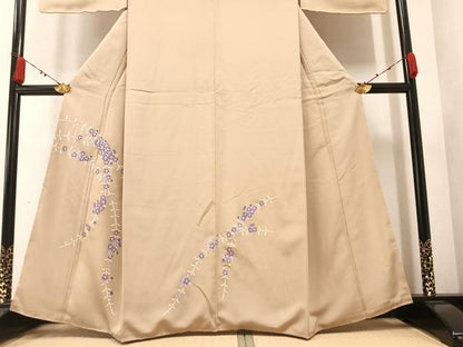 平和屋着物●訪問着 駒刺繍 草花文 金彩 正絹 逸品 AAAZ7671ph