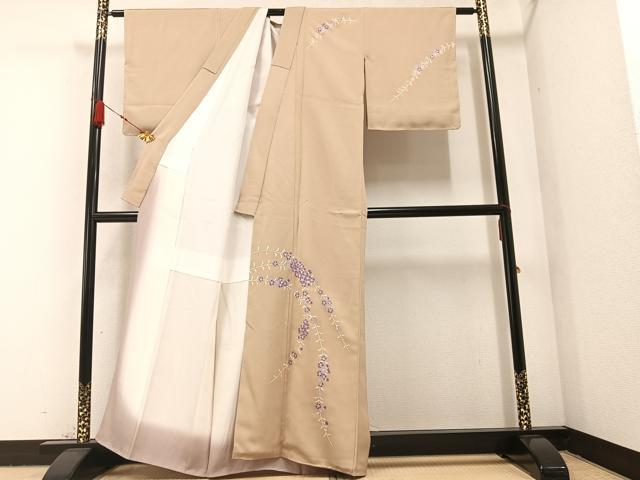 平和屋着物●訪問着 駒刺繍 草花文 金彩 正絹 逸品 AAAZ7671ph