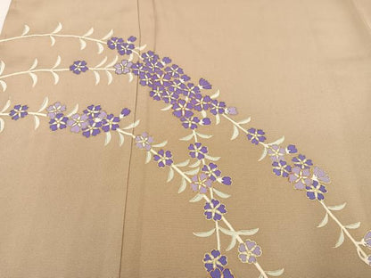 平和屋着物●訪問着 駒刺繍 草花文 金彩 正絹 逸品 AAAZ7671ph