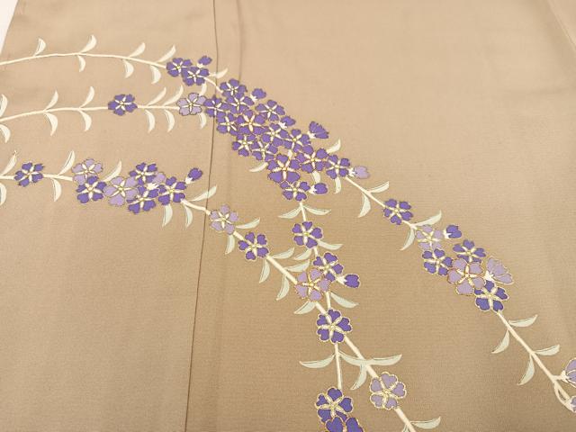 平和屋着物●訪問着 駒刺繍 草花文 金彩 正絹 逸品 AAAZ7671ph