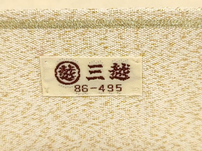 平和屋着物▼綴れ　太鼓柄袋帯　色紙文　銀糸　金通し地　三越扱い　正絹　逸品　AAAZ7683wj