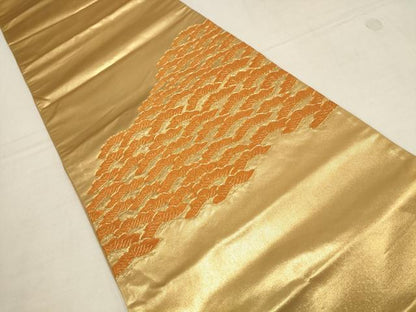 平和屋着物▼太鼓柄袋帯　駒刺繍　松文　金糸　正絹　逸品　AAAZ7699wj