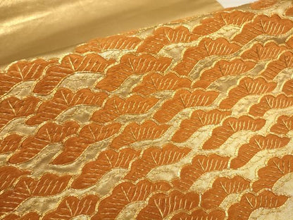 平和屋着物▼太鼓柄袋帯　駒刺繍　松文　金糸　正絹　逸品　AAAZ7699wj