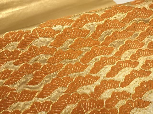 平和屋着物▼太鼓柄袋帯　駒刺繍　松文　金糸　正絹　逸品　AAAZ7699wj