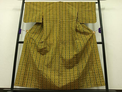 平和屋着物▽本場琉球絣 単衣 紬 手織 正絹 逸品 AAAZ7801jh