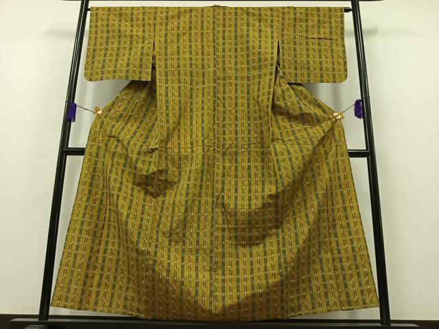 平和屋着物▽本場琉球絣 単衣 紬 手織 正絹 逸品 AAAZ7801jh