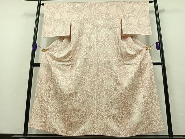 平和屋着物▽上質な小紋 単衣 草葉文 暈し染め 正絹 逸品 AAAZ7805jh