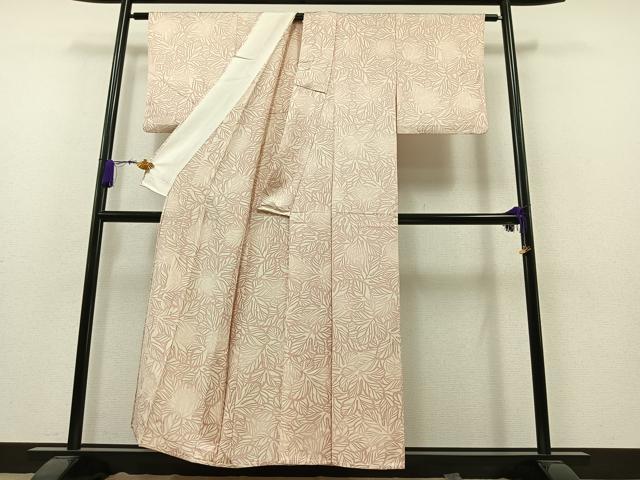 平和屋着物▽上質な小紋 単衣 草葉文 暈し染め 正絹 逸品 AAAZ7805jh