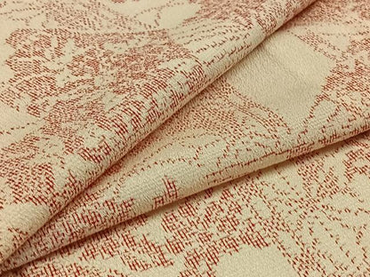 平和屋着物▽本塩沢　単衣　扇面花文　正絹　逸品　AAAZ7806jh