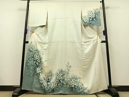 平和屋着物▽訪問着 単衣 手描き 草花文 暈し染め 正絹 逸品 AAAZ7808jh