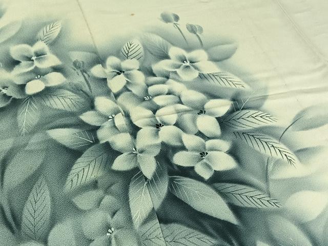 平和屋着物▽訪問着 単衣 手描き 草花文 暈し染め 正絹 逸品 AAAZ7808jh