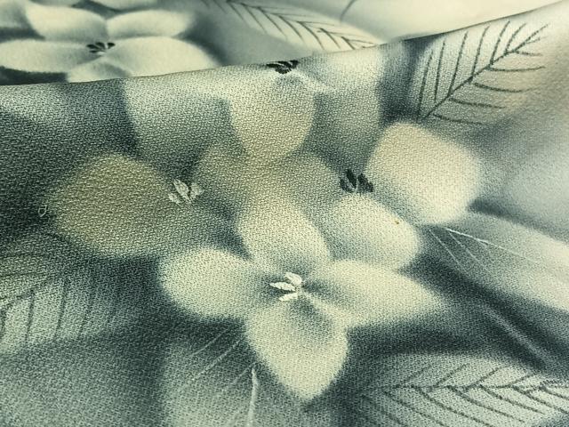 平和屋着物▽訪問着 単衣 手描き 草花文 暈し染め 正絹 逸品 AAAZ7808jh