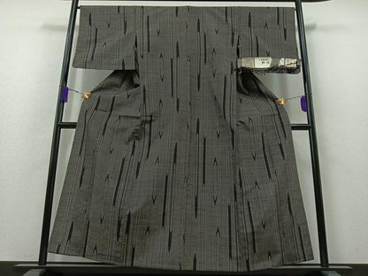 平和屋着物▽本真綿結城紬 単衣 壺垂れ文様 証紙付き 正絹 逸品 AAAZ7809jh