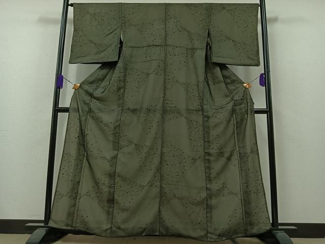 平和屋着物▽上質な小紋 無双 紗袷 紗×絽 舞葉文 正絹 逸品 AAAZ7814jh