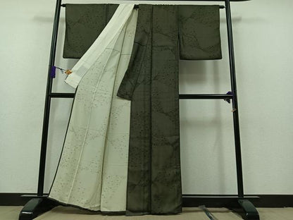 平和屋着物▽上質な小紋 無双 紗袷 紗×絽 舞葉文 正絹 逸品 AAAZ7814jh