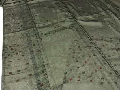 平和屋着物▽上質な小紋 無双 紗袷 紗×絽 舞葉文 正絹 逸品 AAAZ7814jh