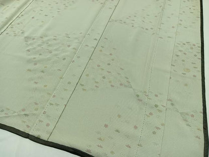 平和屋着物▽上質な小紋 無双 紗袷 紗×絽 舞葉文 正絹 逸品 AAAZ7814jh