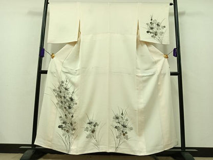 平和屋着物▽訪問着 単衣 草花文 正絹 逸品 AAAZ7815jh