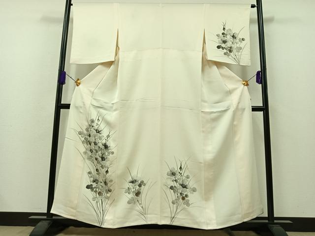 平和屋着物▽訪問着 単衣 草花文 正絹 逸品 AAAZ7815jh