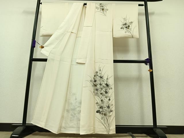 平和屋着物▽訪問着 単衣 草花文 正絹 逸品 AAAZ7815jh