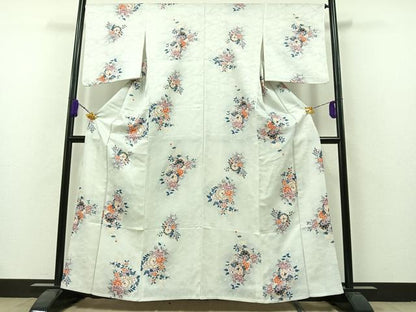 平和屋着物▽上質な小紋　単衣　正倉院花文　正絹　逸品　AAAZ7816jh