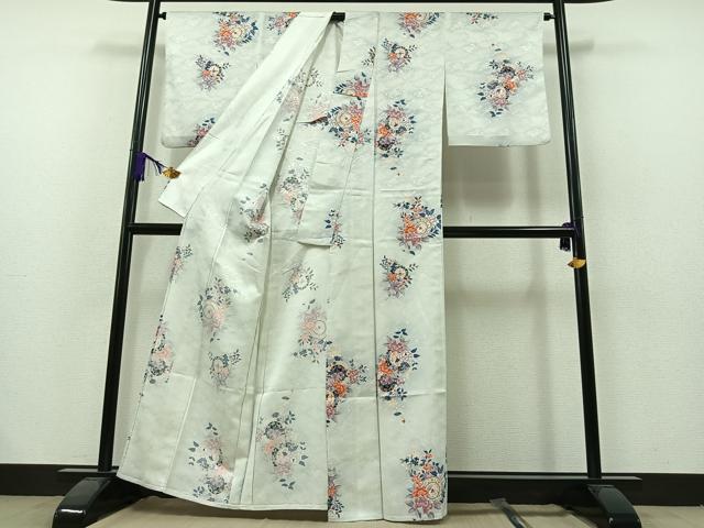 平和屋着物▽上質な小紋　単衣　正倉院花文　正絹　逸品　AAAZ7816jh