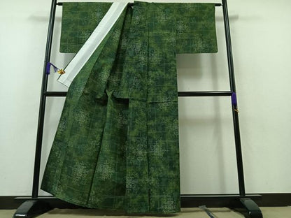 平和屋着物▽上質な紬 単衣 正倉院花文 正絹 逸品 AAAZ7818jh