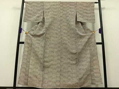 平和屋着物▽上質な小紋 単衣 横段文 正絹 逸品 AAAZ7823jh