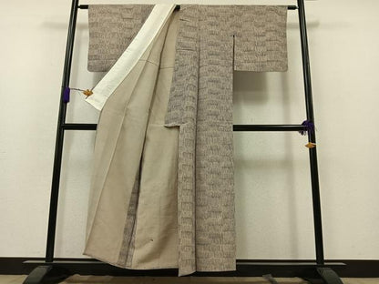 平和屋着物▽上質な小紋 単衣 横段文 正絹 逸品 AAAZ7823jh