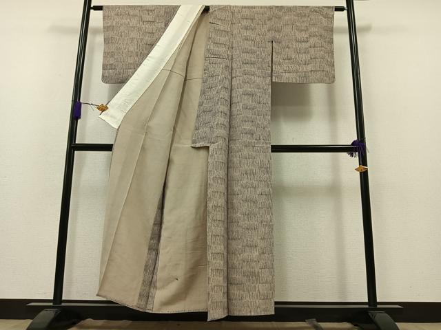 平和屋着物▽上質な小紋 単衣 横段文 正絹 逸品 AAAZ7823jh