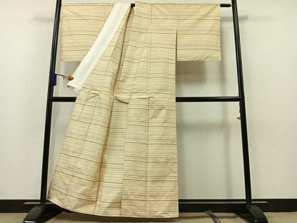 平和屋着物▽本場縞大島紬 単衣 横段文 正絹 逸品 AAAZ7828jh