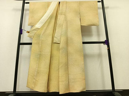 平和屋着物▽上質な小紋　単衣　笹の葉文　暈し染め　正絹　逸品　AAAZ7830jh