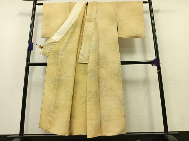 平和屋着物▽上質な小紋　単衣　笹の葉文　暈し染め　正絹　逸品　AAAZ7830jh
