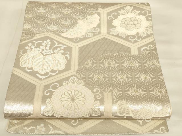 平和屋着物◎六通柄袋帯　唐織　吉祥花文　金銀糸　正絹　逸品　AAAZ8011cs