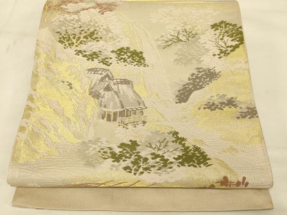 平和屋着物◎六通柄袋帯 風景文 金糸 京秀苑別織 AAAZ8013cs