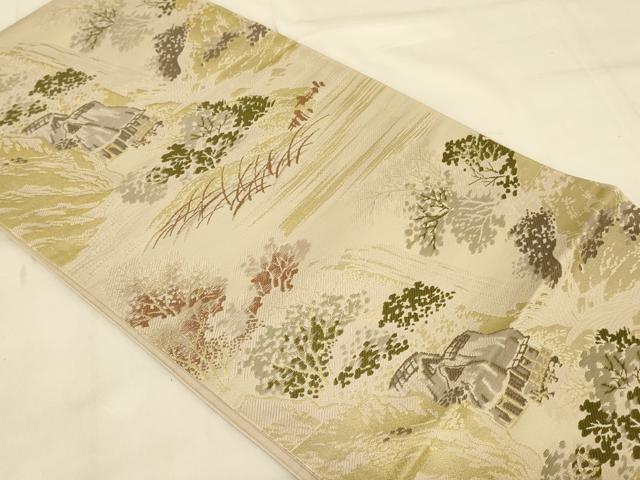 平和屋着物◎六通柄袋帯 風景文 金糸 京秀苑別織 AAAZ8013cs