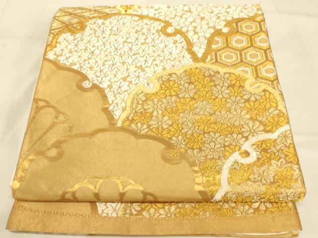 平和屋着物◎六通柄袋帯 花青海波 金銀糸 正絹 逸品 AAAZ8014cs