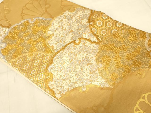 平和屋着物◎六通柄袋帯 花青海波 金銀糸 正絹 逸品 AAAZ8014cs