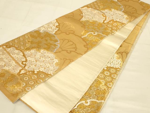平和屋着物◎六通柄袋帯 花青海波 金銀糸 正絹 逸品 AAAZ8014cs