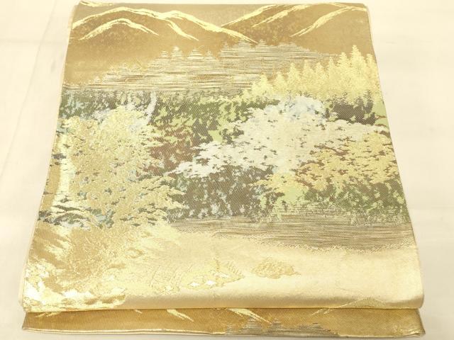 平和屋着物◎六通柄袋帯 風景文 金糸 正絹 逸品 AAAZ8016cs