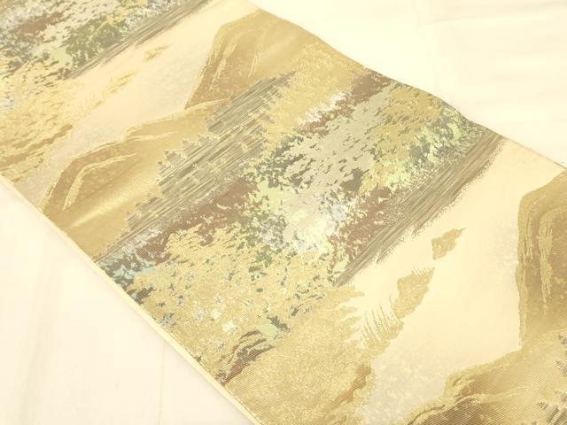 平和屋着物◎六通柄袋帯 風景文 金糸 正絹 逸品 AAAZ8016cs