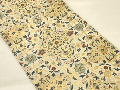 平和屋着物◎六通柄袋帯　更紗花文　金糸　正絹　逸品　AAAZ8040cs