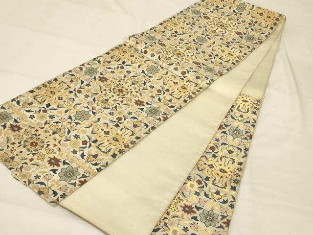 平和屋着物◎六通柄袋帯　更紗花文　金糸　正絹　逸品　AAAZ8040cs