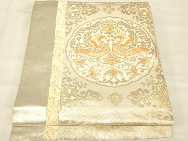 平和屋着物◎六通柄袋帯 鳳凰更紗花文 金銀糸 正絹 逸品 AAAZ8043cs